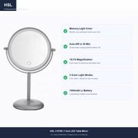 Miroir de table LED rond de 7 pouces avec grossissement 1X/7X, variateur tactile, lumière à mémoire 3 couleurs, rechargeable Type-C 1000 mAh