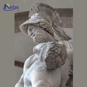 Talladas a mano de mármol antiguo griego jardín estatua menelao sosteniendo el cuerpo de Patroclo escultura de mármol