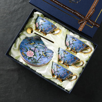 Ensemble de tasses à café et soucoupes en porcelaine fine de haute qualité, style européen, design pastoral, fleurs, luxe léger, souvenir de mariage