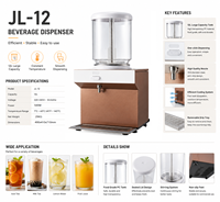Distributeur de boissons chaudes et froides 12L grande capacité, distributeur de jus commercial facile à nettoyer, machine à boissons pour la restauration