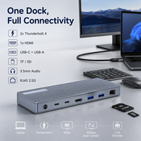 Dock Thunderbolt 4 14-in-1 40Gbps 90W PD 8K+60Hz untuk Ethernet 2.5G USB 10Gbps Tersedia