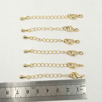 Vente en gros de fermoir homard en laiton plaqué or 18 carats avec chaîne d'extension en métal extrémités de cordon fermoir de collier résultats de bijoux et composants