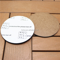 Sous-verre en bois vierge pour sublimation certifié MDFSUB &EN71& CARB avec film protecteur, design rond moderne, 95x95x3mm