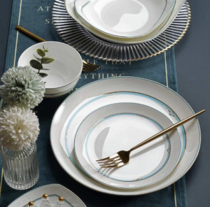 ชุดจานอาหารหรูหราทันสมัย สีขาว ทำจากเซรามิกเนื้อละเอียด ปลอดสารพิษ เหมาะสำหรับร้านอาหารหรู 6 ชิ้น ทนทาน - Product Image 3