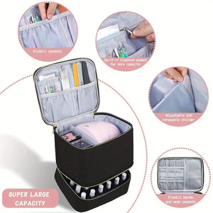 Estuche organizador de doble capa para almacenamiento de esmaltes de uñas, con capacidad para 30 botellas y lámpara de uñas, al por mayor. - Product Image 2