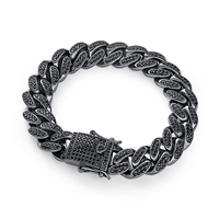 Bracelet Chaîne Cubaine Personnalisé pour Hommes, Style Hip-Hop Bling-Bling, Micro-Incrusté de Zircons, Bijou Tendance pour Rappeurs