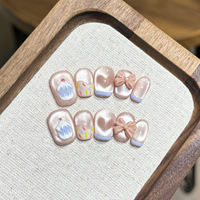 Faux ongles à presser faits main, amovibles, ultra-fins, sans trace, motif ciel étoilé, série courte pour usage quotidien, populaires