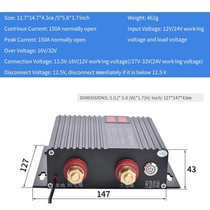 Bộ Cách Ly Ắc Quy 250 AMP, Bộ Tiếp Sức Nhạy Cảm Điện Áp Thông Minh, 12V-24V VSR, Bộ Cách Ly Ắc Quy Kép Thông Minh Cho Xe Hơi, Xe Tải, RV - Product Image 4