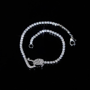 <span class=keywords><strong>Bracelet</strong></span> en laiton argenté micro pavé inspiré du <span class=keywords><strong>serpent</strong></span> glamour pour l'élégance du soir - Product Image 4