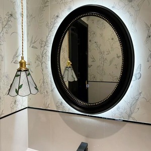 French Style <b>Wall</b> <b>Mirror</b> with Uniquely Shaped Walnut Frame, Suitable for Home and Hotel <b>Settings</b> - Product Image 5
