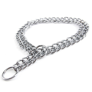 Laisse pour chien à double chaîne métallique pour races moyennes et grandes, collier d'entraînement anti-traction torsadé pour le contrôle de l'animal - Product Image 3