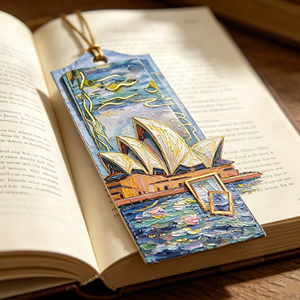 Segnalibro in Carta per Pittura a Olio con Lamina d'Oro a Rilievo, Paesaggio di <span class=keywords><strong>Venezia</strong></span> con Faro e Barca a Vela, per Negozi di Cancelleria e Articoli da Regalo - Product Image 3
