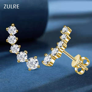Boucles d'oreilles clous délicates en forme de griffe pour femmes, en moissanite, plaquées or, avec coupe ronde symétrique, pour <span class=keywords><strong>piercing</strong></span> de cartilage, style sourire - Product Image 1