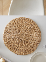 Sets de table ronds en jacinthe d'eau naturelle tressée, résistants à la chaleur, faits à la main, pour table à manger, décoration rustique