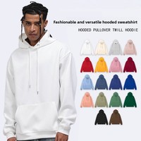 Sweat-shirt à capuche uni en coton tissé 100% anti-plis pour homme et femme, coupe oversize, manches longues, 14 couleurs personnalisables