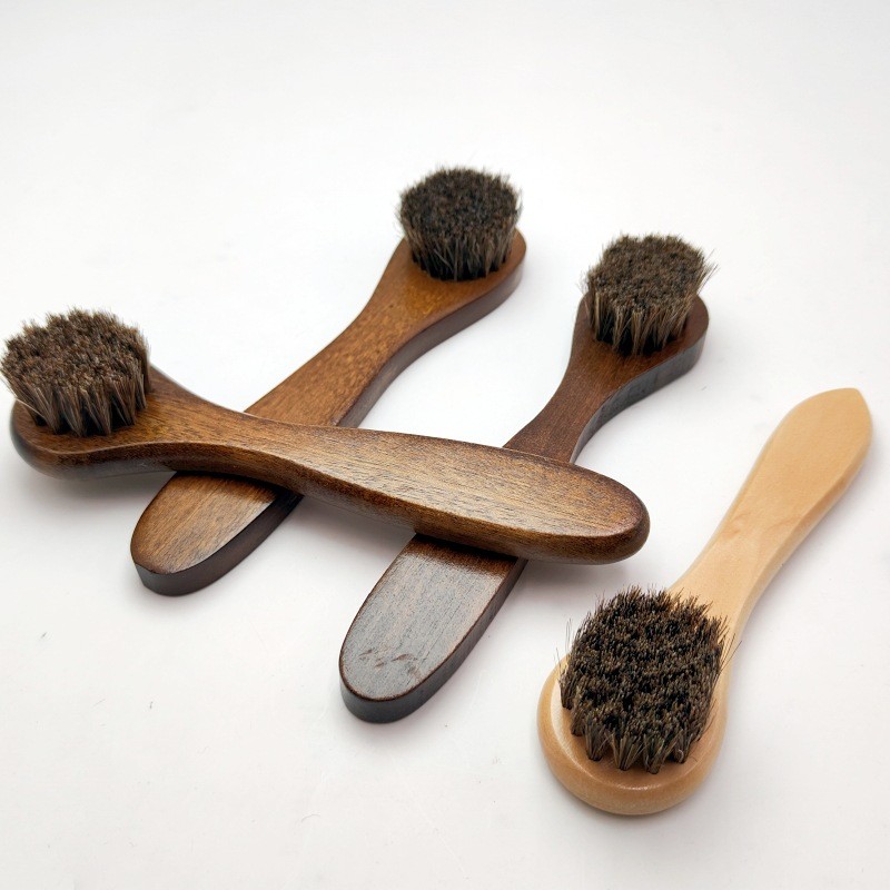 Brosse à chaussures en crin de cheval à long manche non sale ou nocive pour les mains brosse à chaussures en cuir