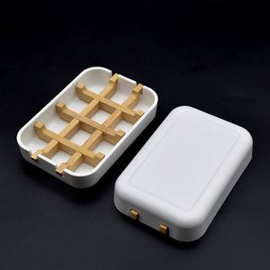 Eco-Friendly <b>Bamboo</b> Plastic <b>Soap</b> <b>Dish</b> Self-Draining <b>Soap</b> Holder for Bathroom Kitchen - Product Image 4