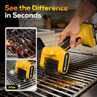 Brosse de nettoyage multifonctionnelle pour barbecue sans fil avec moteur 700 tr/min et lumière LED pour grillades en extérieur