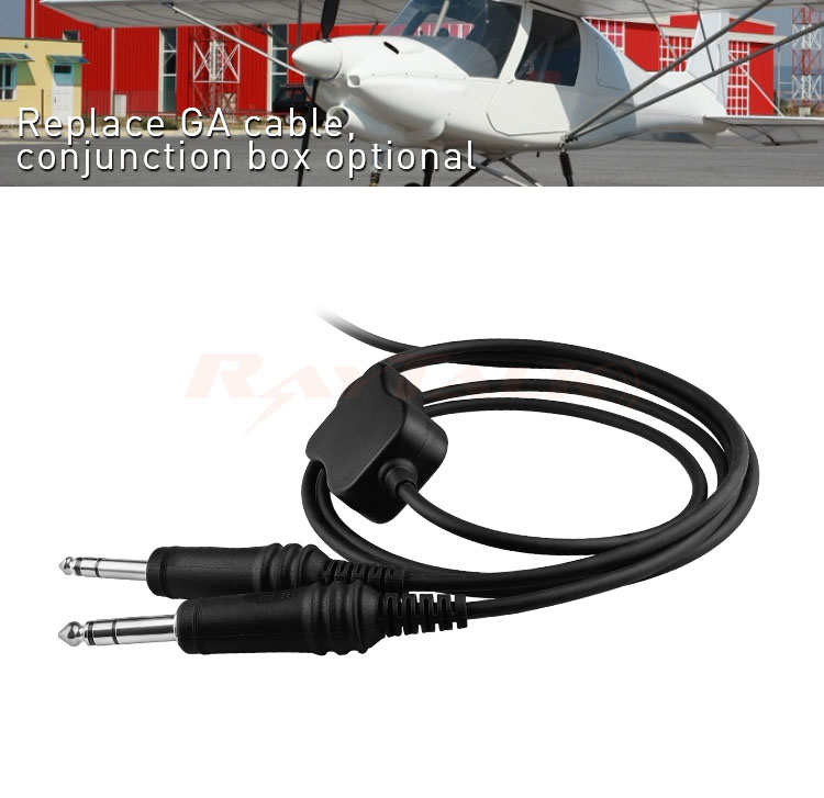 Аксессуары для авиационных наушников Raytalk OEM, кабель GA, двойной штекер 6,3 мм, 5,2 мм