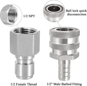Acier inoxydable 304 Homebrew Bière Déconnexion Rapide Set Ball Lock <span class=keywords><strong>Style</strong></span> Fitting 1/2 "Barb et 1/2" NPT Connecteur Rapide Home Brewing - Product Image 2