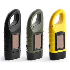 Amazon hot sale solar power charge hand cranked mini flashlight led small sun torch light for emergency