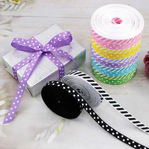 <b>Easter</b> Collection Vibrant Polyester Fashion 1cm 10 Yards Polka Dot & Stripe Grosgrain Ribbon for <b>Gift</b> Wrapping & <b>Basket</b> Decor - Product Image 1
