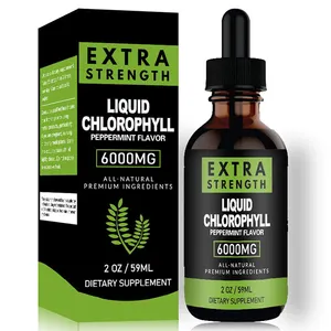 Wholesale Private Label Supplement Bulk 6000mg Organic Vegan Splina Water Mint Flavor Chlorophyll Liquid Drop