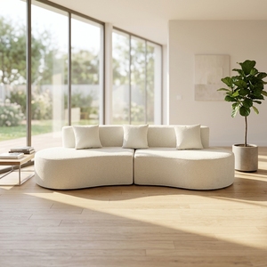 Canapé modulaire incurvé de luxe en tissu bouclé, 2 pièces, style minimaliste écologique, pour canapé nuage - Product Image 2