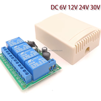 Receptor de Relé RF de 433Mhz, 6V, 12V, 24V, 4 Canales, Control Remoto Inalámbrico Universal y Transmisor de 4 Botones para Motor de Puerta de Garaje, LED