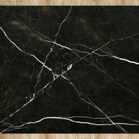 Marches et contremarches d'escalier en marbre noir Nero Marquina |   Marbre poli moderne avec design graphique |   Garantie de 5 ans, utilisation en appartement