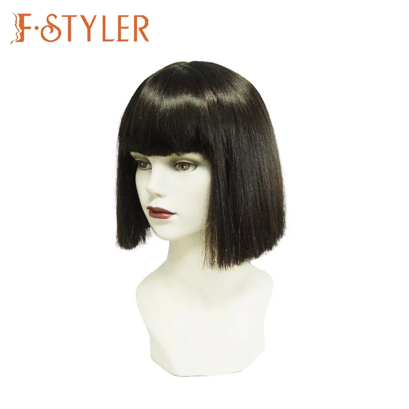 FSTYLER wig cosplay sintetis wanita, rambut bob pendek gaya, obral Besar Halloween, wig cosplay sintetis pesta kustom pabrik