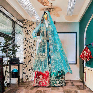 Costume deux pièces décontracté pour homme, longueur régulière, polyester, imprimé numérique, style ethnique indien pakistanais, imprimé rayé, Lehenga - Product Image 3