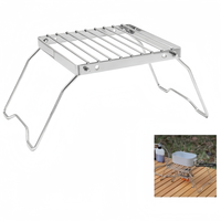 Grille de camping pliable en acier inoxydable robuste avec pieds