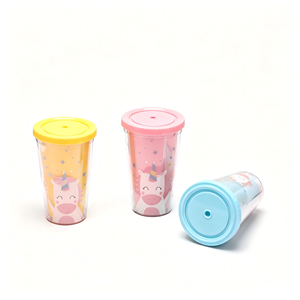 20oz Car Coffee Tumbler Portable Leak Proof <b>Straw</b> Cup Double Wall Insulated <b>Plastic</b> Cup Reusable Car <b>Drink</b> Tumbler - Product Image 1