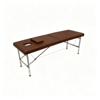 Table de massage portable pliable en acier inoxydable à 2 sections pour spa et esthétique