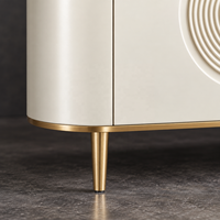WYRAX Hotel Esszimmer-Sideboard Anrichte mit Skulpturaler Front Abgerundeten Ecken Geschlossenem Stauraum und Schmalen Goldenen Beinen