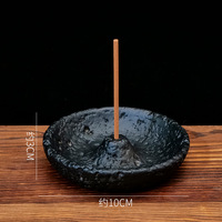 Plateau d'aromathérapie Sauge et Cèdre Style Wabi-Sabi en Ciment, Porte-encens, Brûleur Purificateur d'Air Démagnétisant pour Yoga et Méditation