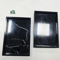 Plateau rectangulaire en marbre noir naturel de luxe moderne, pierre Nero Marquina, pour salle de bain, table basse