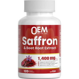 Cápsulas de Extracto de Azafrán Natural para Adultos OEM, Suplementos con Ashwagandha, Raíz de Remolacha y Cúrcuma para el Bienestar Diario, Apoyo al Estado de Ánimo y la Concentración - Product Image 1