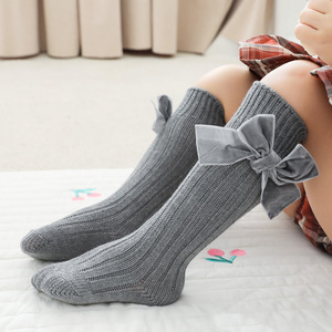 <span class=keywords><strong>Calcetines</strong></span> Largos de Algodón hasta la Rodilla para Bebés y Niñas, Estilo Invernal, Color Sólido, con Lazo - Product Image 3