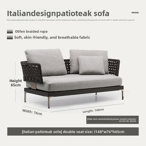 Conjunto de Sofás de Exterior de Diseño Nórdico en Aleación de Aluminio con Mimbre de Cuerda Dividida Oly para <span class=keywords><strong>Terraza</strong></span>, Patio, Jardín, Balcón y Solárium - Product Image 6
