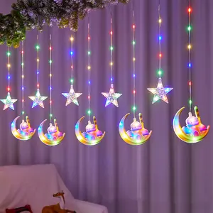 Star and Moon Curtain LED Fairy Light 10 Hanging Pentagram Castle Ramadan Middle East Festival Holiday Home