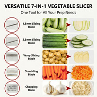 Multifunctionele Keuken Handleiding Salade Spinner Roestvrij Staal Fruit Snijmachine Groente Chopper Spin Droger 5 Mes Mixer Wortelsnijder