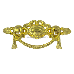 Accessoires de rangement en stock : Poignée de tirage métallique durable pour armoire, en alliage de zinc, couleur laiton antique et doré, 115 x 50 mm - Product Image 3