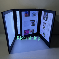RICHSHINING Menu de table à 3 panneaux pliable et personnalisé avec rétro-éclairage LED pour restaurant