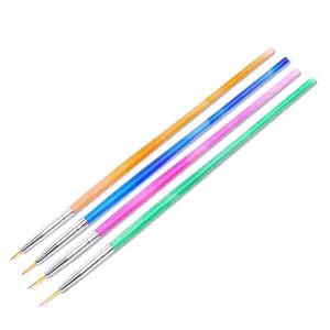 3Pcs Acrylic French Stripe Nail Art Liner Brush Set 3D Tips Manicure Ultra-thin Line Drawing Pen UV Gel Brushes Painting Tools