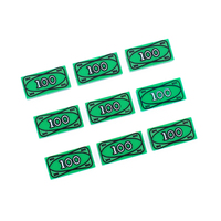 Vente chaude 100 pièces/sac argent Dollar espèces brique Mini Figure accessoires imprimé 1x2 tuile bloc de construction jouet