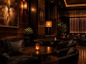 Diseño Interior de Bar de Whisky de Lujo, Mueble de Whisky Personalizado en Madera de Nogal y Cuero, Solución Integral para Lounge de Cócteles - Product Image 4