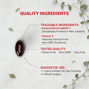 Suplemento de Astaxantina de Marca Privada OEM/ODM de Alta Calidad, Suplementos Dietéticos de Astaxantina de 12 mg, 60 Cápsulas Blandas - Product Image 3