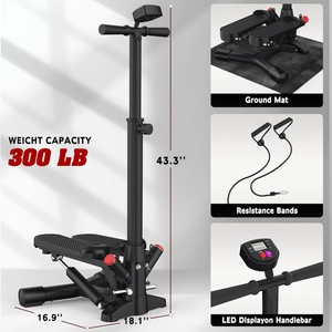 Appareil de cardio-training complet pour le corps, pédales antidérapantes, capacité maximale de 330 lb, <span class=keywords><strong>mini</strong></span>-<span class=keywords><strong>stepper</strong></span> <span class=keywords><strong>avec</strong></span> barre de <span class=keywords><strong>guidon</strong></span> et bandes de résistance - Product Image 2